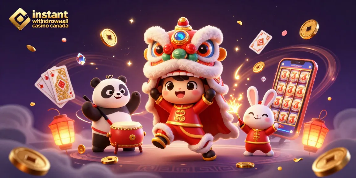 Experience the thrill of instant withdrawal casino Canada with vibrant characters, coins, and slot reels!